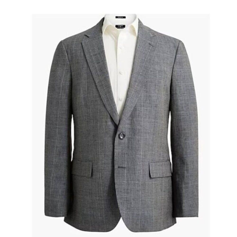 J‎ Crew Men's Thompson Plaid Blazer 100% Linen Slim Fit  $298 Size 36R Formal